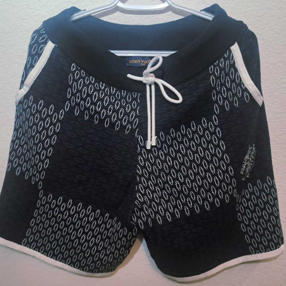 Louis Vuitton Damier Navy/White Marque L.Vuitton Déposée Signature Shorts Large